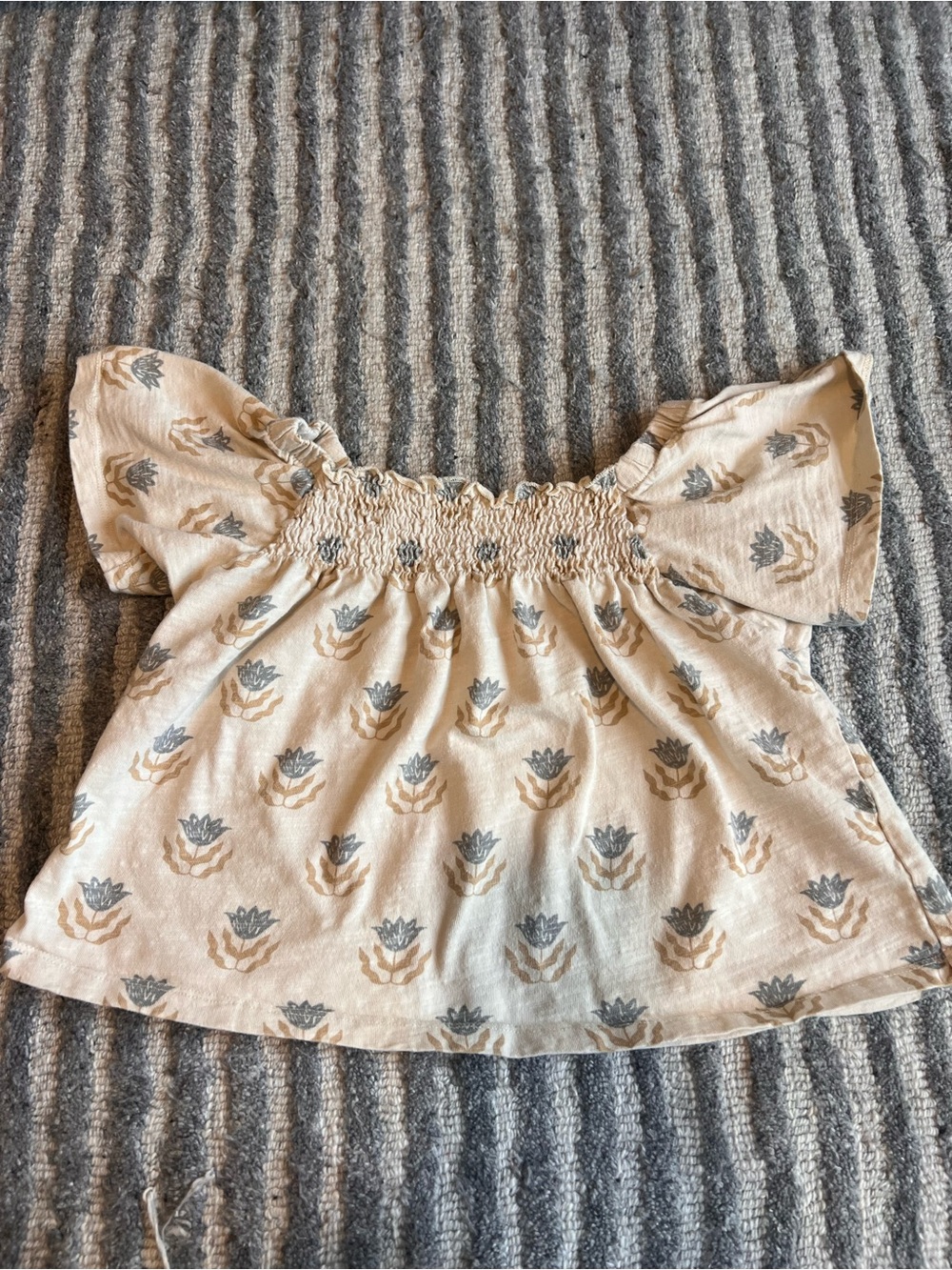 Cream Floral Smocked Baby/Toddler Top